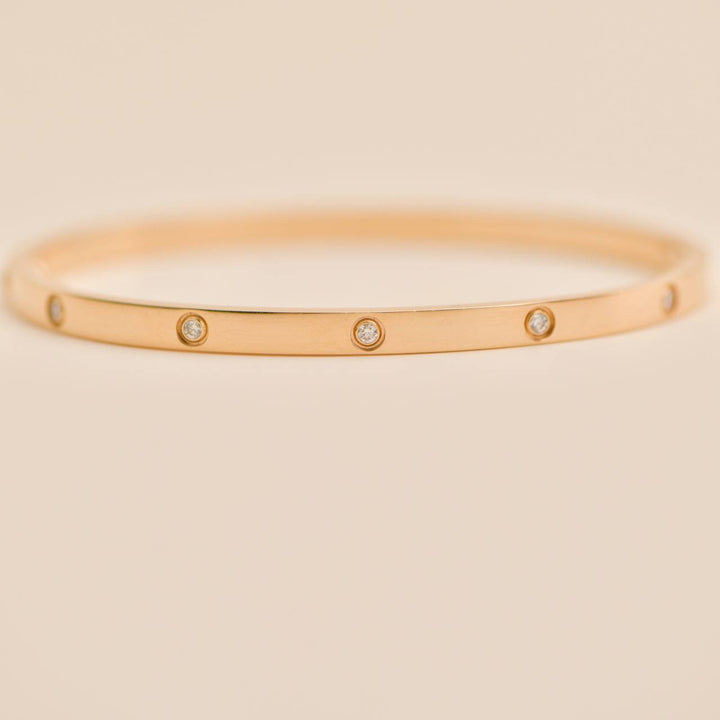 Second Hand Cartier Love 10 Diamond 18K Rose Gold Small Model Bracelet Size 17