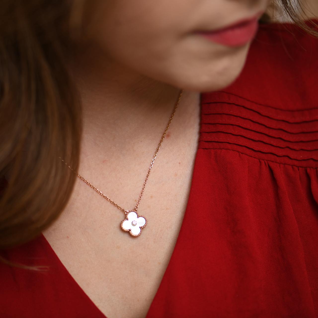 Van Cleef & Arpels Vintage Alhambra Diamond Mother of Pearl Rose