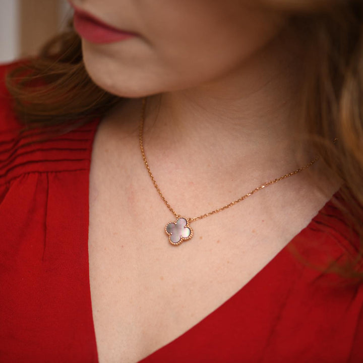 Preloved Authentic Van Cleef Vintage Alhambra Grey Mother of Pearl Pendant