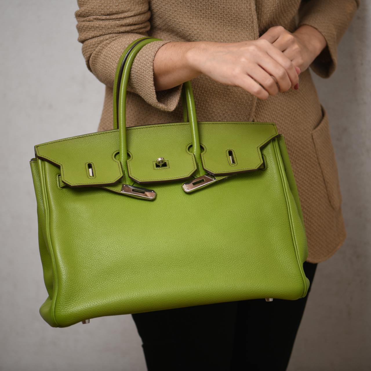 Hermes Anise Green Togo Leather Birkin 35cm with Palladium Hardware