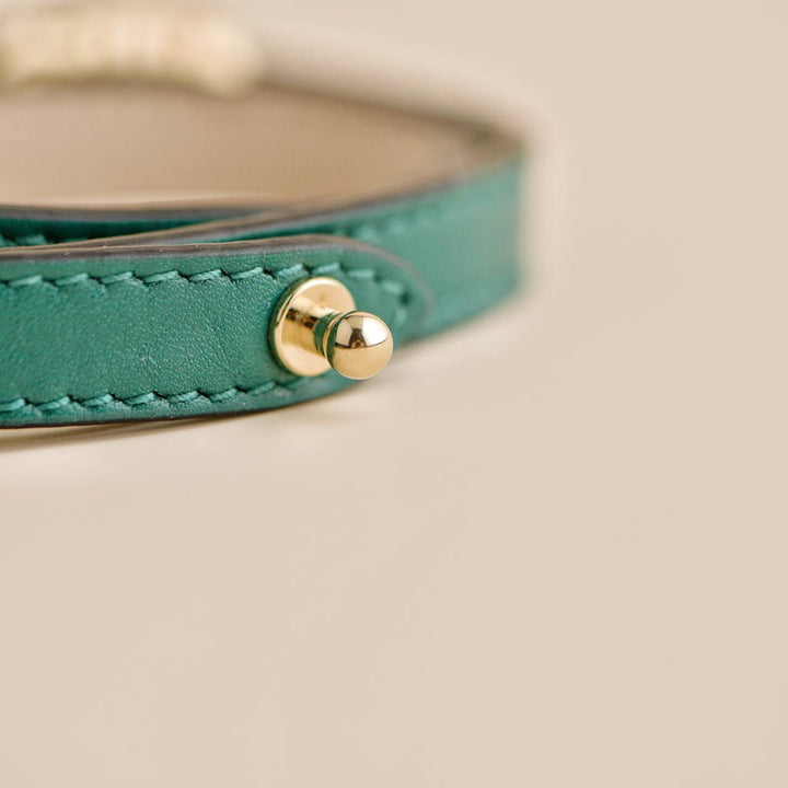 Second Hand Bvlgari Serpenti Forever Enamel Green Leather Bracelet 