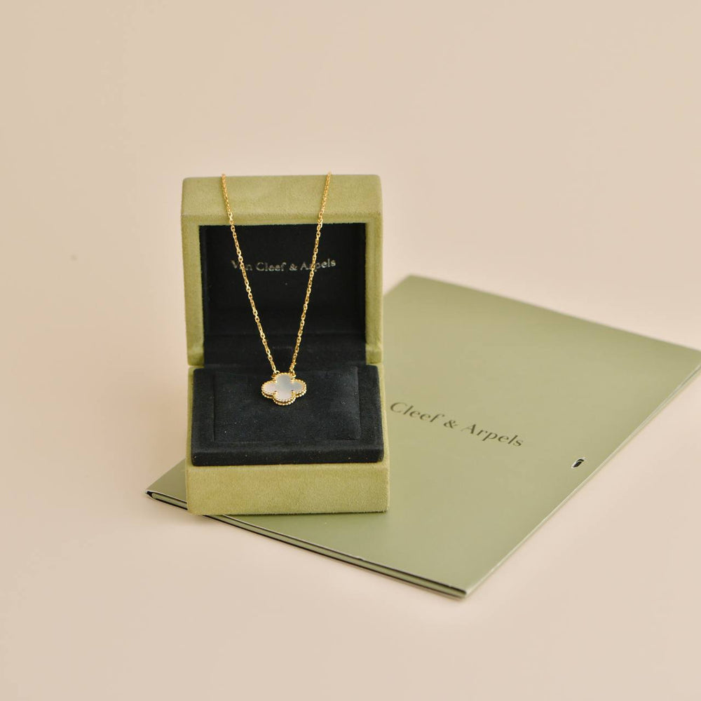 Preowned Van Cleef & Arpels Vintage Alhambra Mother of Pearl 18K Yellow Gold Pendant Necklace