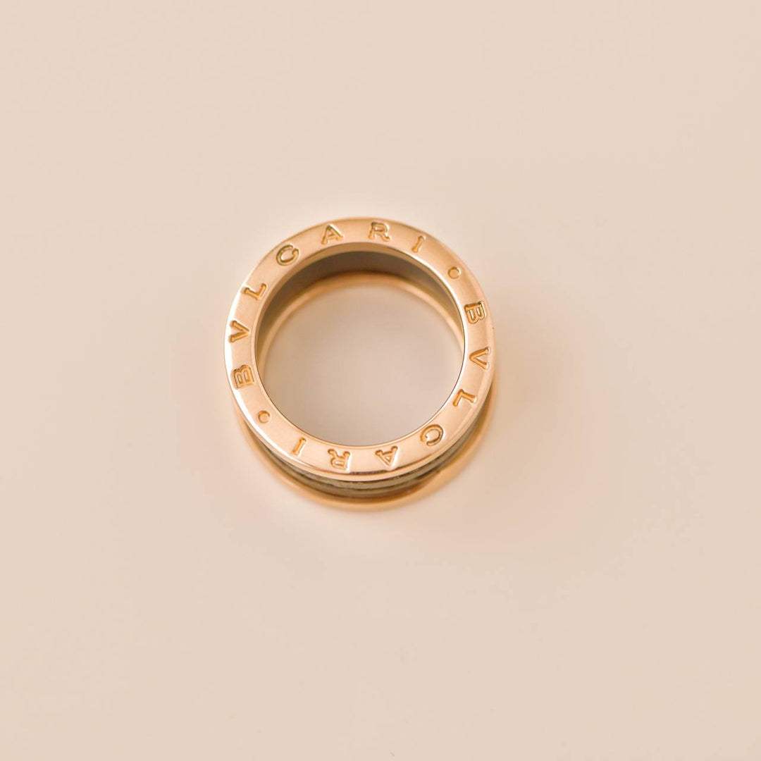 Bvlgari B.Zero1 Wood 18k Rose Gold Ring Size 57