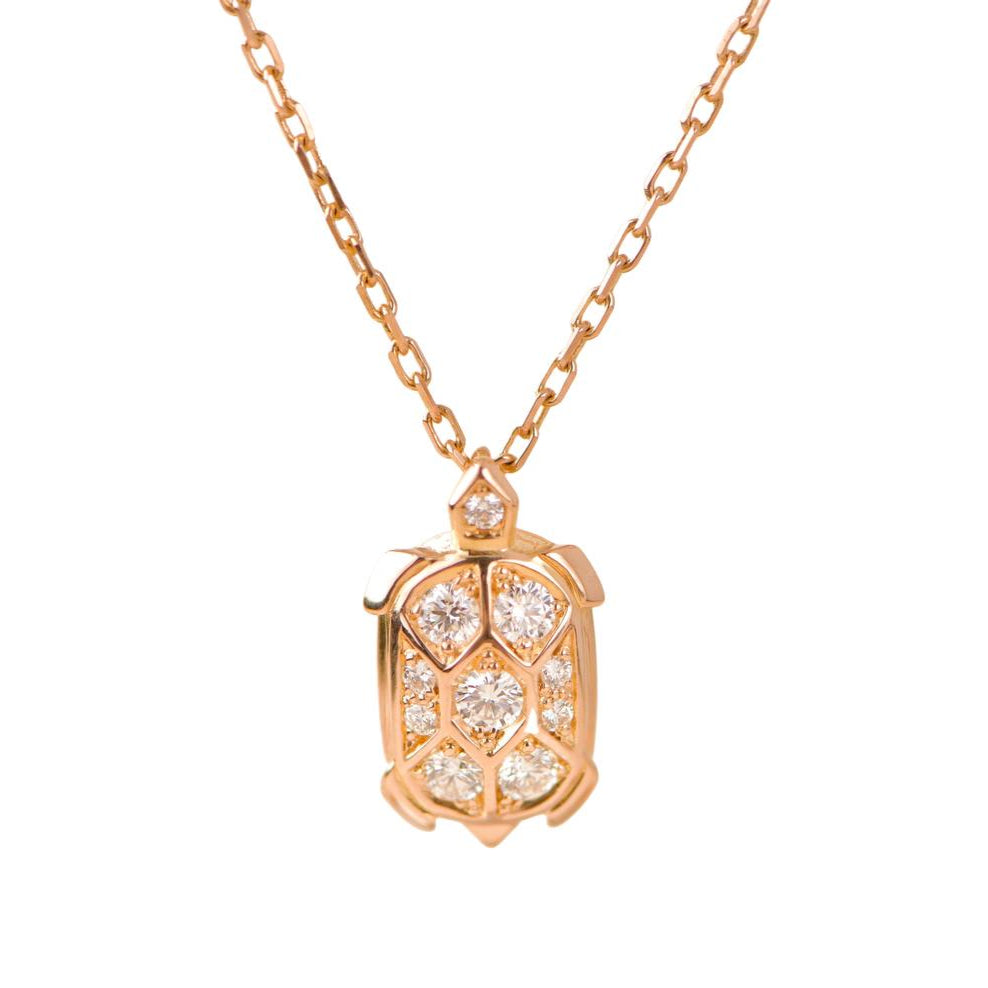 Cartier 18k Diamond Turtle Pendant 18K Rose Gold Necklace