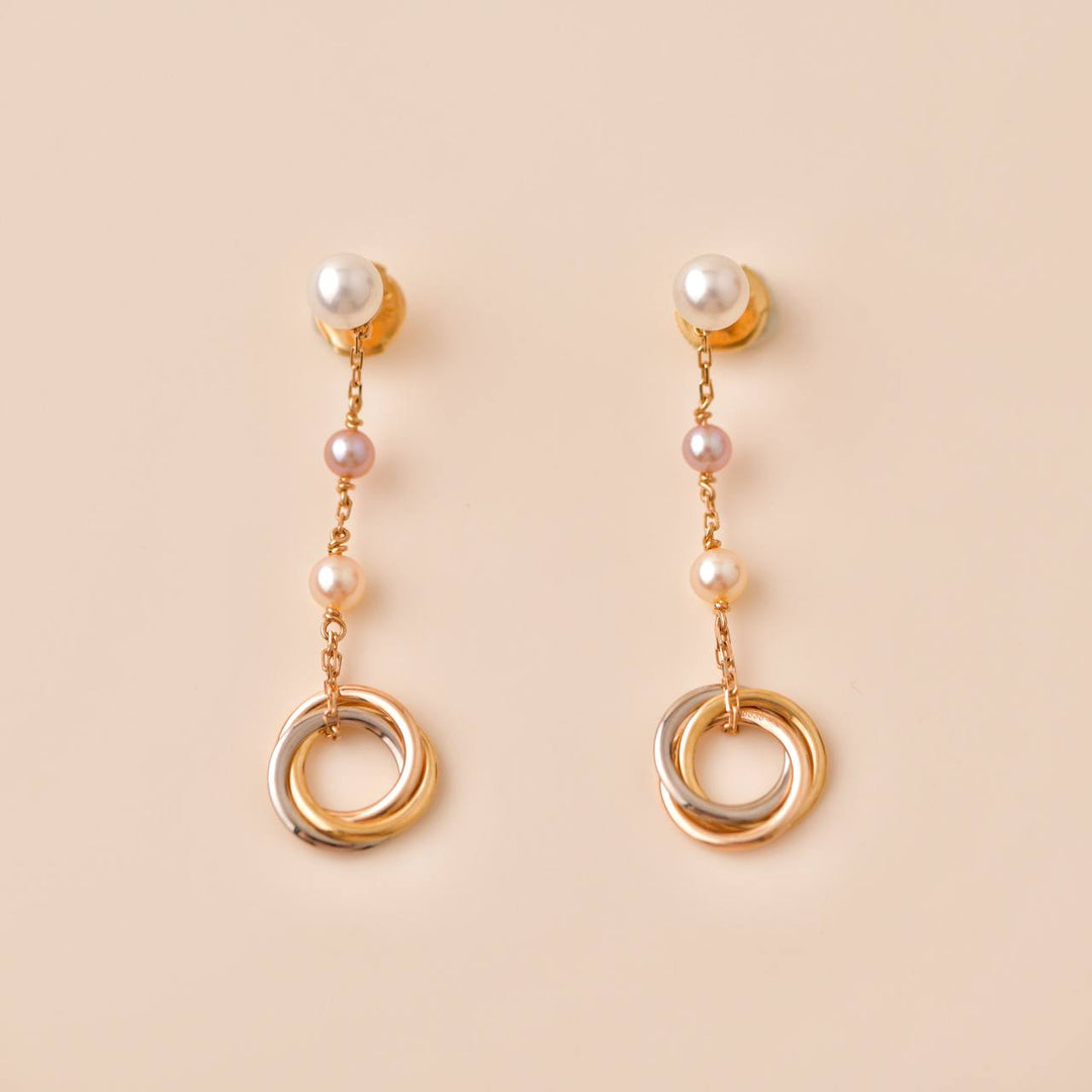 Preowned Cartier Trinity Pearl Drop 18K Gold Earrings