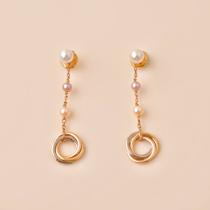 Preowned Cartier Trinity Pearl Drop 18K Gold Earrings