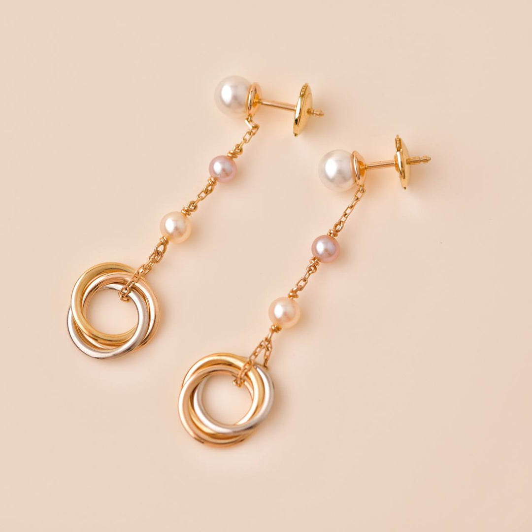 Cartier Trinity Pearl Drop 18K Rose Gold Earrings