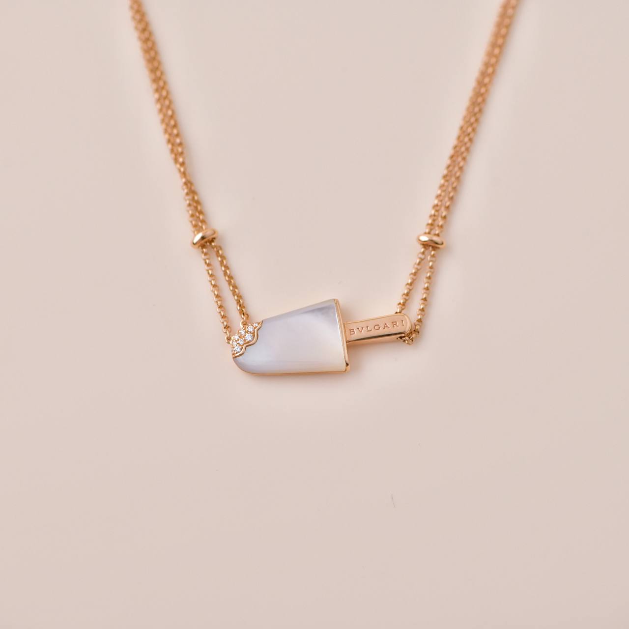 Bvlgari Gelati Diamond Mother of Pearl 18k Rose Gold Pendant