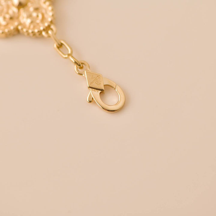 Preowned Van Cleef Vintage Alhambra 5 Motifs Yellow Gold Bracelet