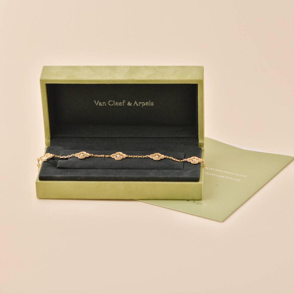 Preloved Van Cleef & Arpels Vintage Alhambra 5 Motifs Yellow Gold Bracelet