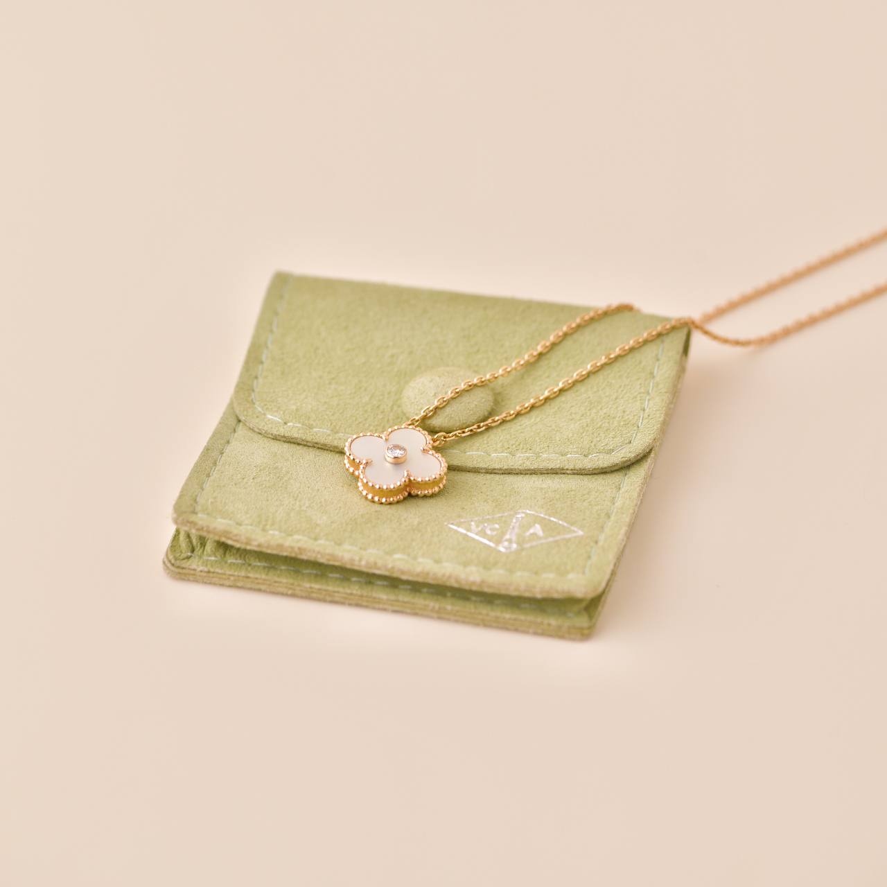 Van Cleef & Arpels Vintage Alhambra Diamond Mother of Pearl Rose