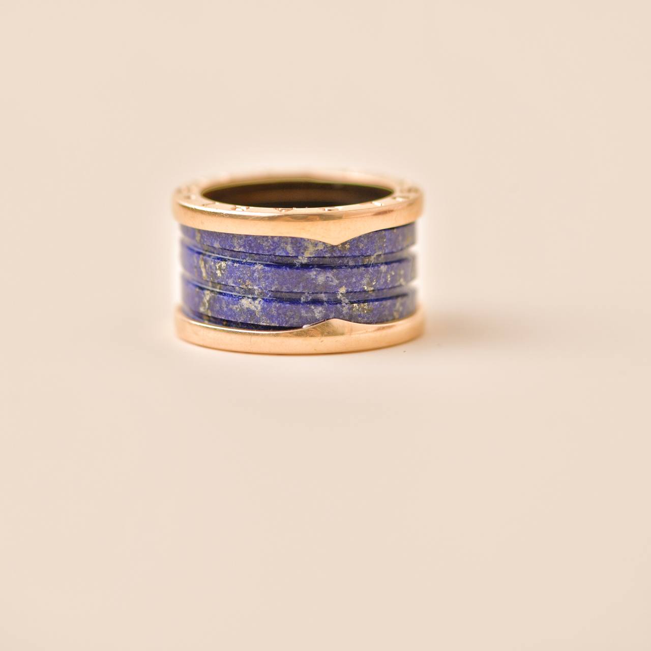 Bvlgari B.Zero1 Lapis Lazuli 18K Rose Gold Ring Size 52