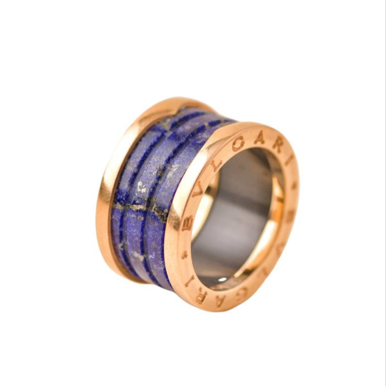 Preloved Bvlgari B.Zero1 Large Lapis Lazuli Rose Gold Ring Size 52