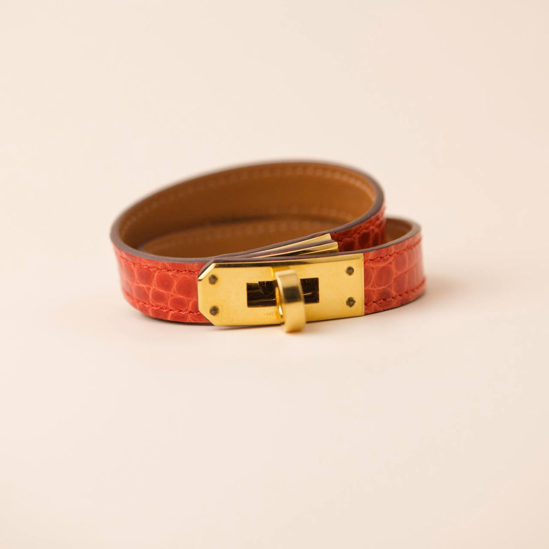 Second Hand Hermès Mini Kelly Double Tour Crocodile Leather Bracelet