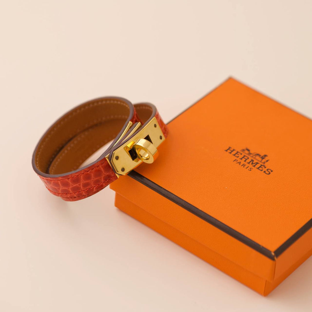 Preowned Hermès Mini Kelly Double Tour Leather Bracelet