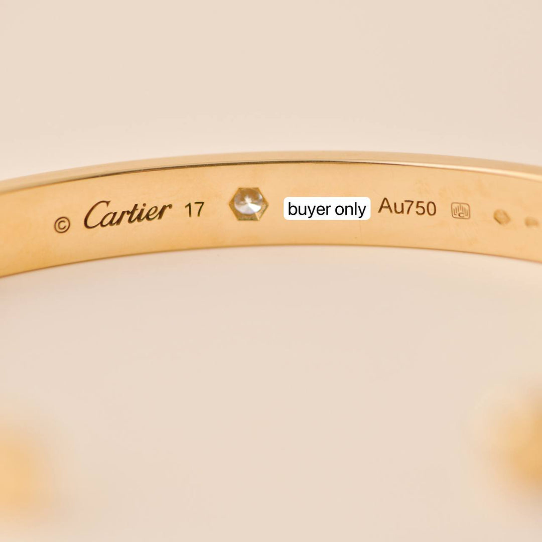 Second Hand Cartier Love Diamond 18K Yellow Gold Cuff Bangle 