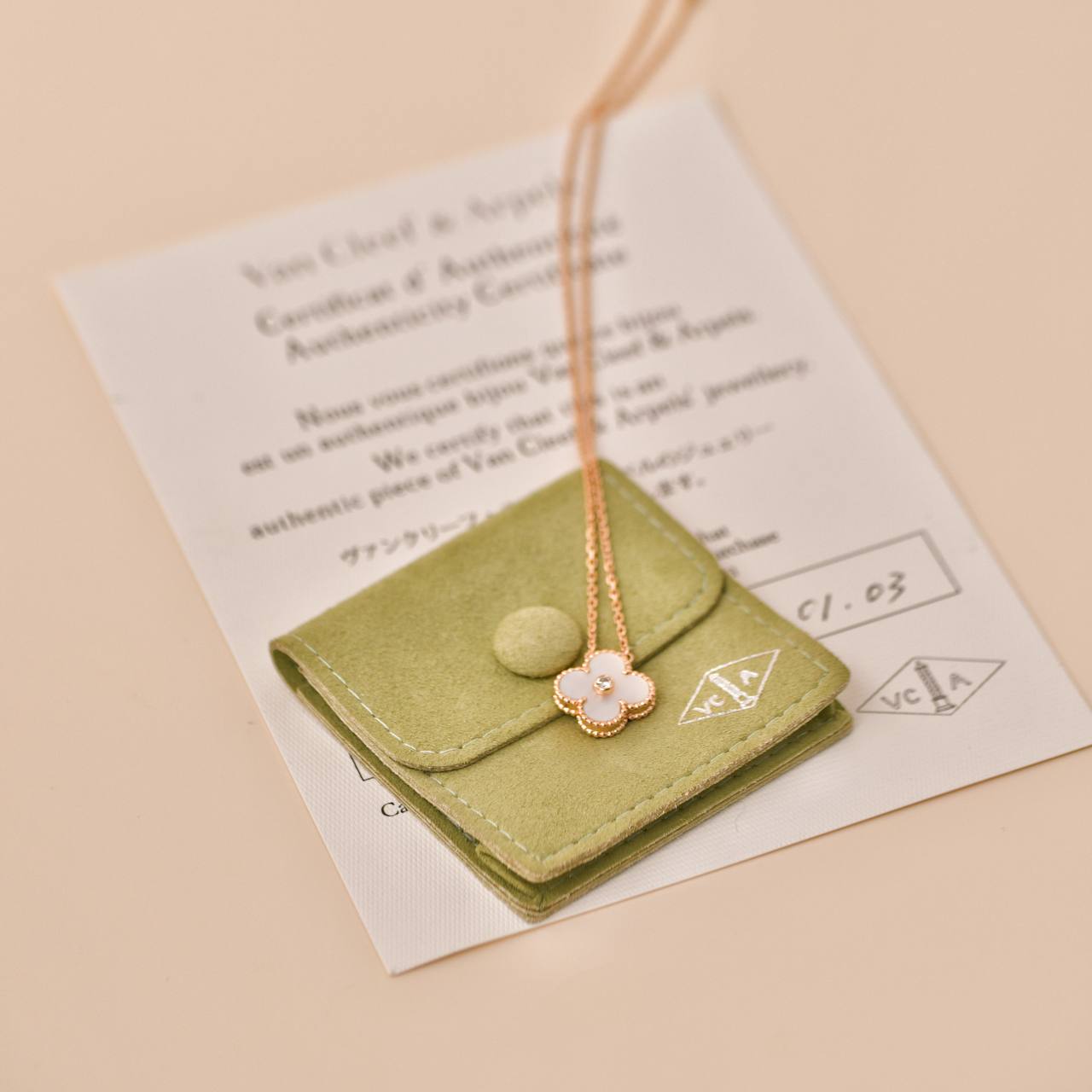 Van Cleef & Arpels Vintage Alhambra Mother of Pearl Diamond Rose