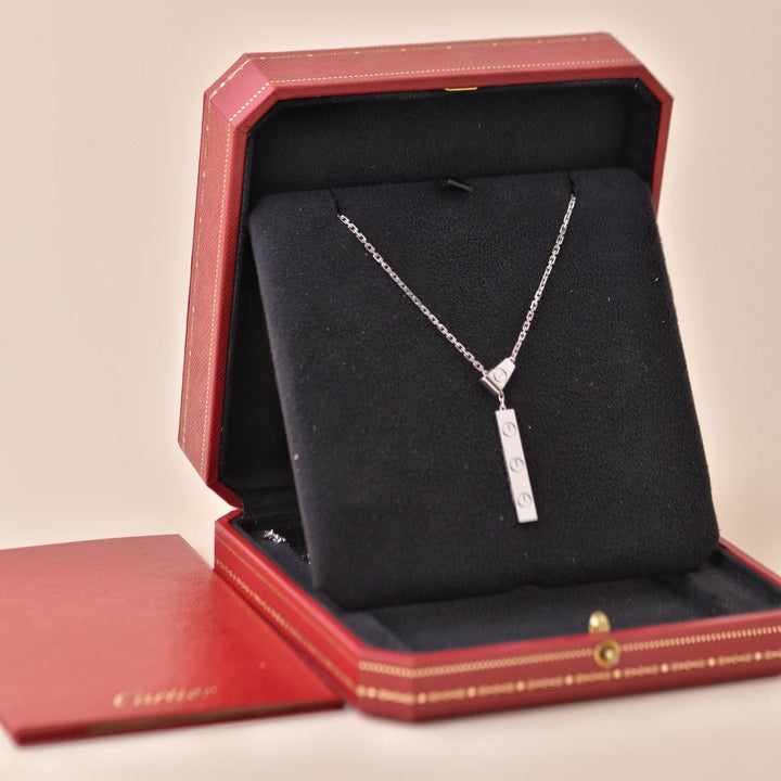 Preowned Cartier Love 18k White Gold Long Tassels Pendant Necklace