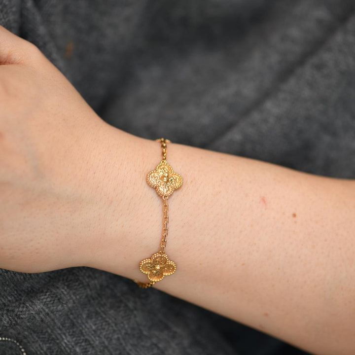 Preloved Van Cleef & Arpels Vintage Alhambra 5 Motifs 18K Yellow Gold Bracelet