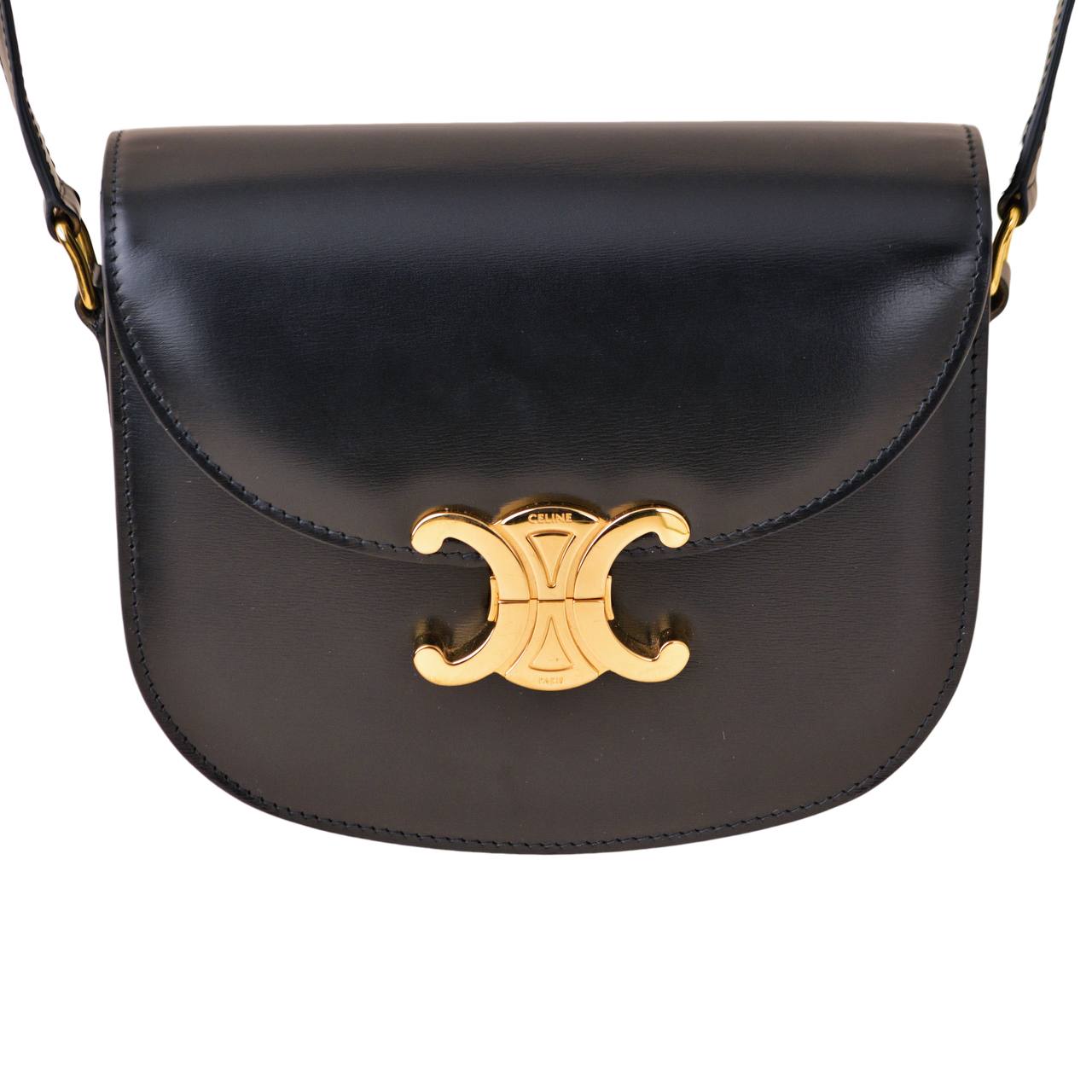 Celine Triomphe Clea Black Calfskin Crossbody Bag – Dandelion Antiques