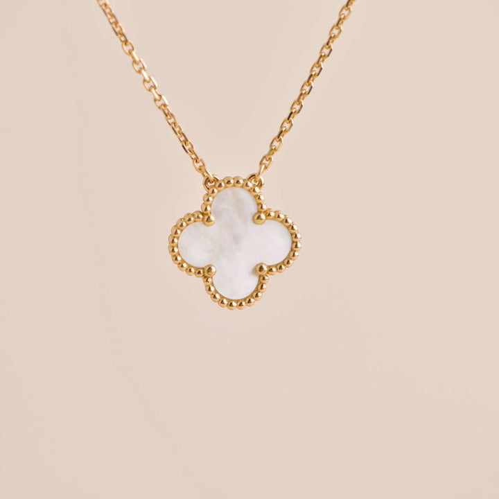Second Hand Van Cleef & Arpels Vintage Alhambra Mother of Pearl 18K Yellow Gold Pendant Necklace