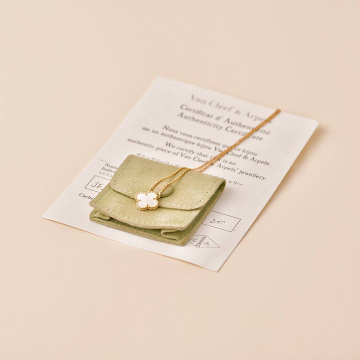Preowned Van Cleef & Arpels Vintage Alhambra Mother of Pearl 18K Yellow Gold Pendant Necklace