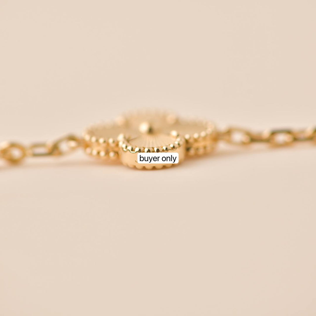 Preowned Van Cleef & Arpels Vintage Alhambra Guilloché Yellow Gold Bracelet