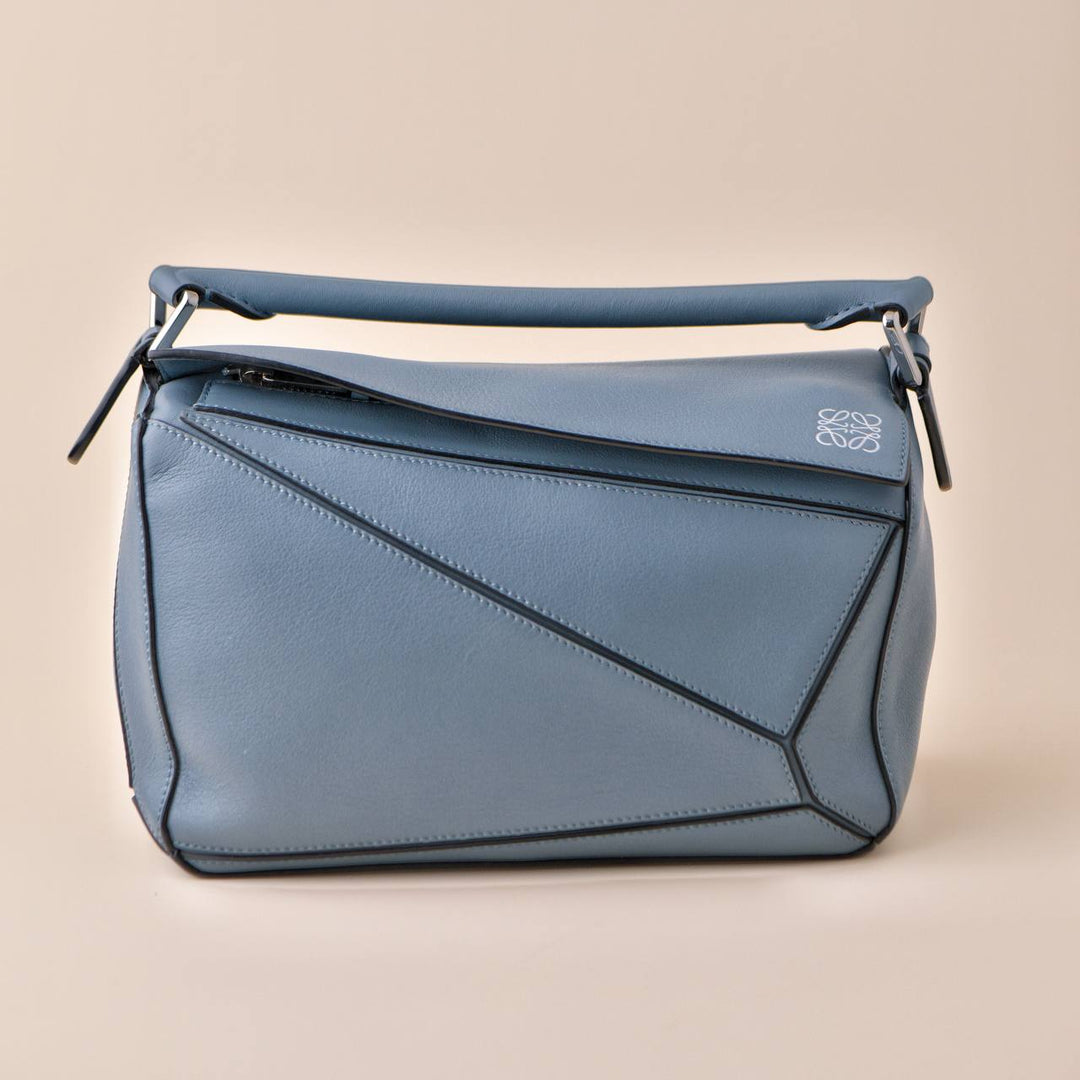 Loewe Small Puzzle Blue Leather Shoulder Crossbody Bag