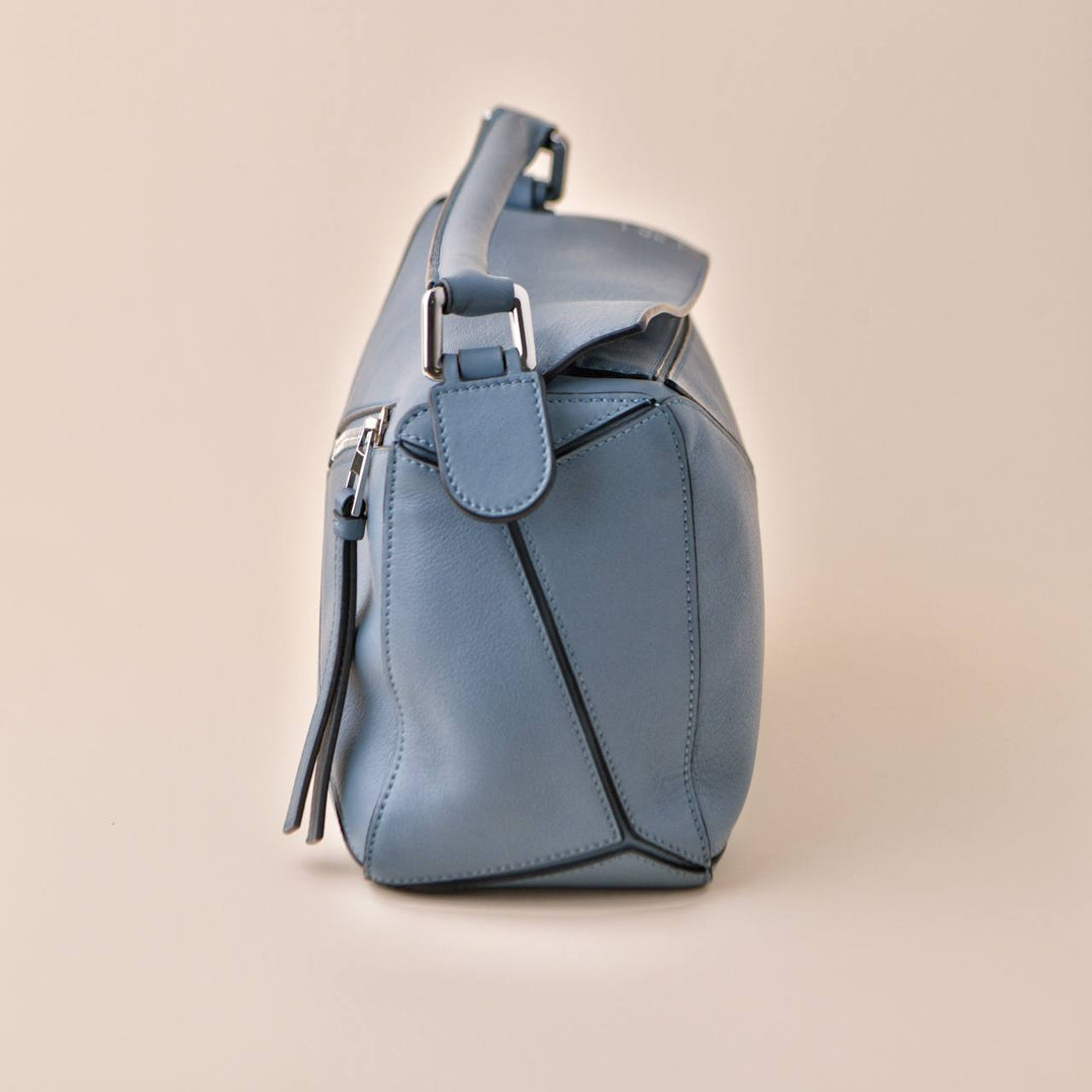 Loewe Small Puzzle Blue Leather Shoulder Crossbody Bag