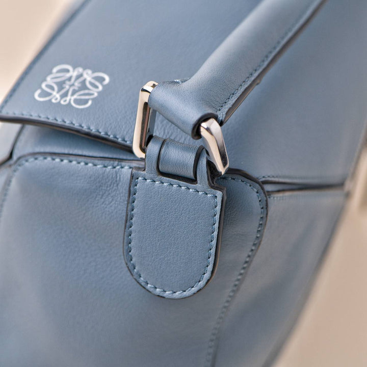 Loewe Small Puzzle Blue Leather Shoulder Crossbody Bag