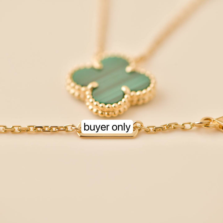 Second Hand Van Cleef Vintage Alhambra Malachite 18K Yellow Gold Pendant Necklace