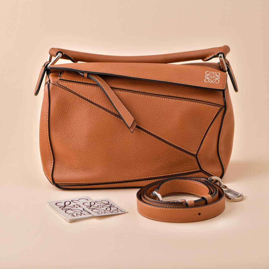 Loewe Small Puzzle Caramel Leather Shoulder Crossbody Bag