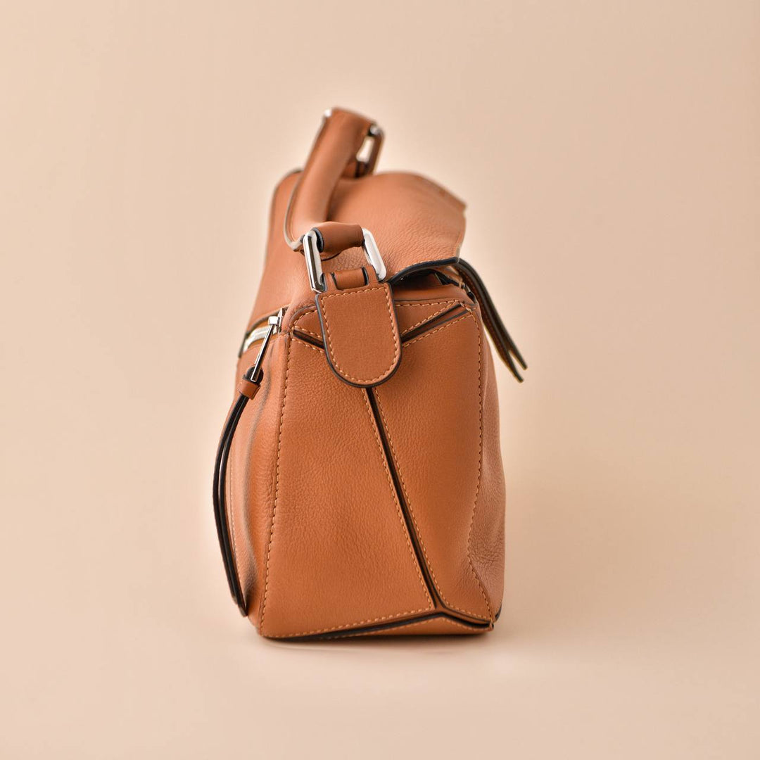 Loewe Small Puzzle Caramel Leather Shoulder Crossbody Bag