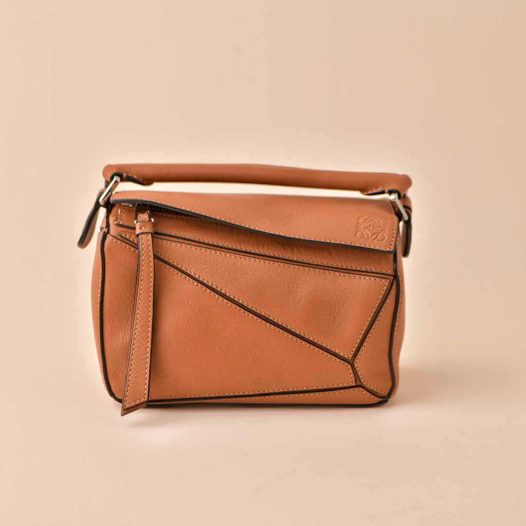 Loewe Mini Puzzle Tan Leather Shoulder Crossbody Bag