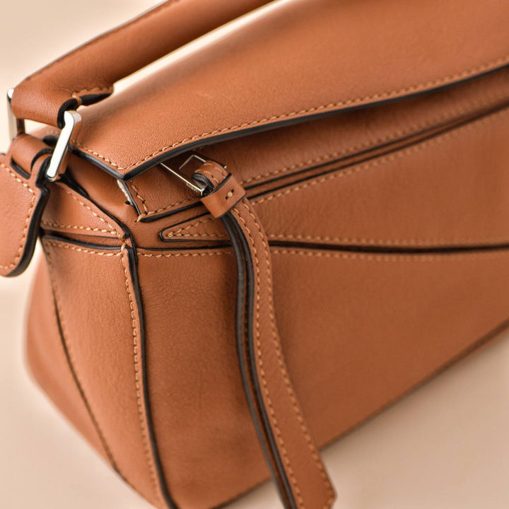 Loewe Mini Puzzle Tan Leather Shoulder Crossbody Bag