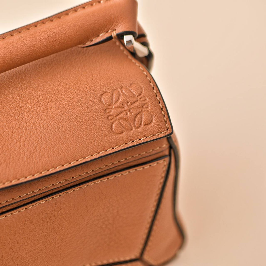 Loewe Mini Puzzle Tan Leather Shoulder Crossbody Bag