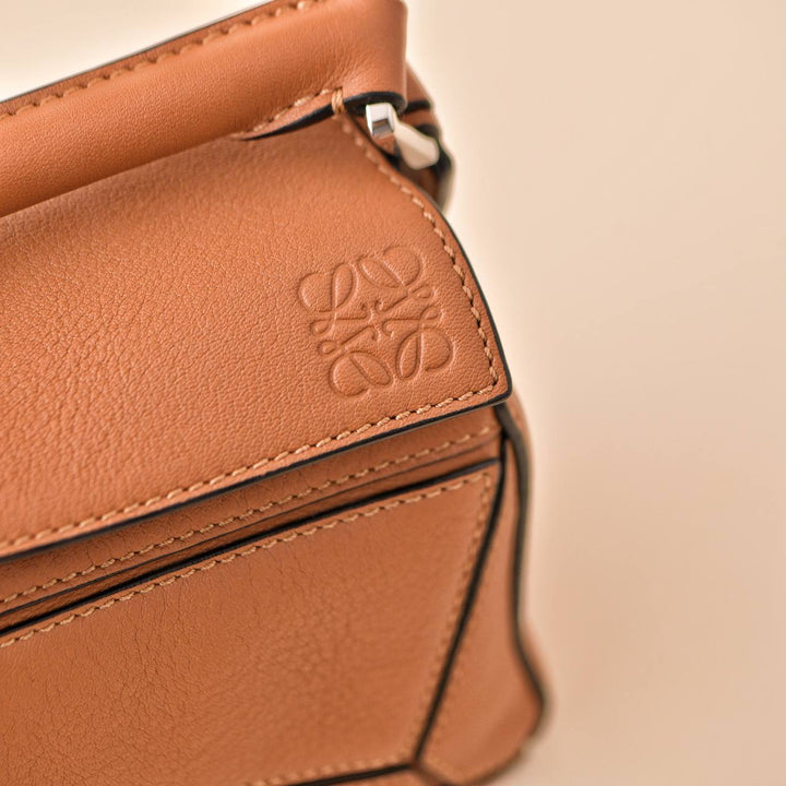 Loewe Mini Puzzle Tan Leather Shoulder Crossbody Bag