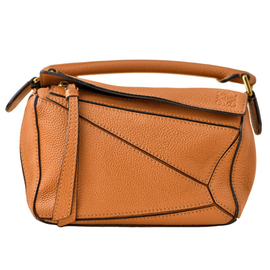 Loewe Mini Puzzle Leather Crossbody Bag in Light Caramel