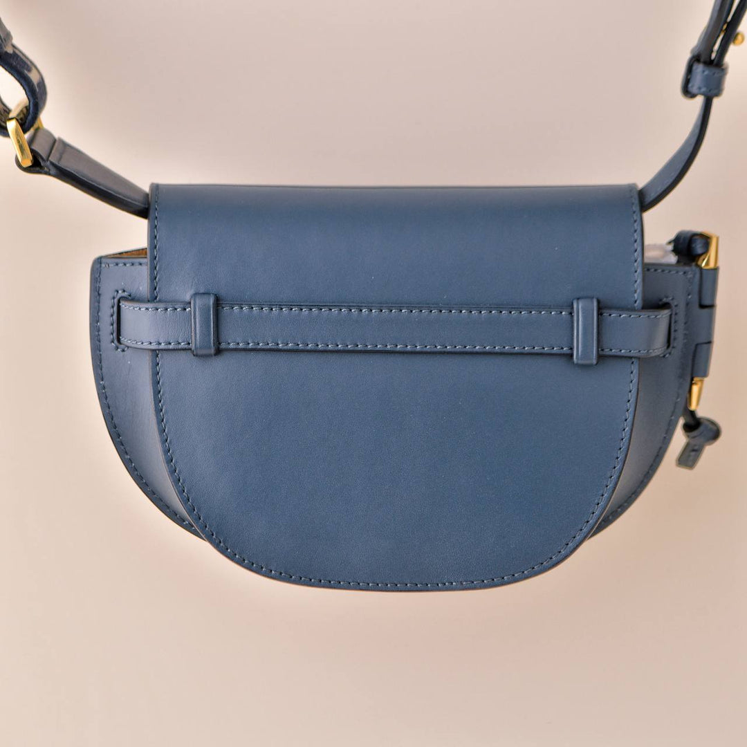 Second Hand Loewe Mini Gate Dual Blue Leather Saddle Bag