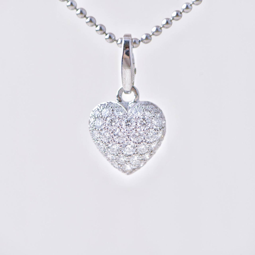 Second Hand Cartier White Gold Diamond Heart Pendant Necklace