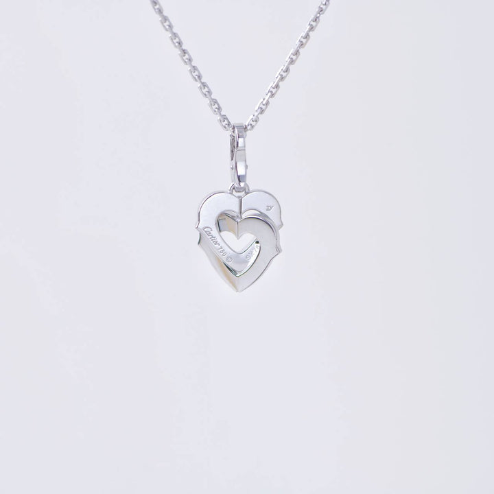 Preowned Cartier Double Heart Diamond Necklace