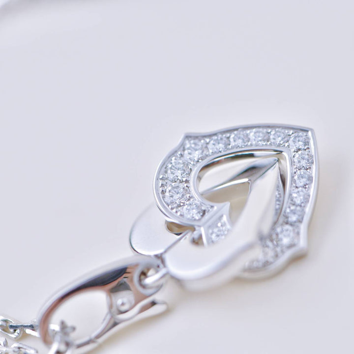 Second Hand Cartier Double Heart Diamond 18K White Gold Pendant Necklace