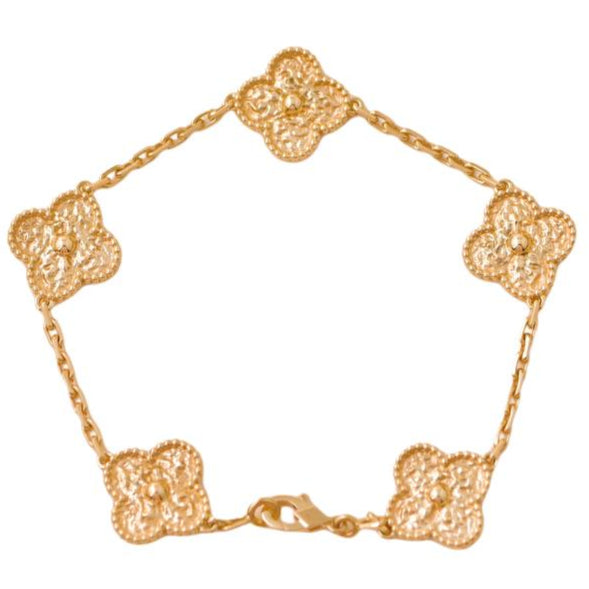 Van Cleef & Arpels Vintage Alhambra 5 Motifs 18K Yellow Gold Bracelet