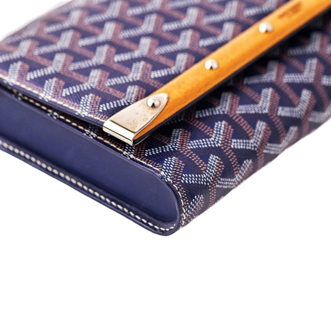 Preowned Goyard Monte-Carlo PM Clutch Navy Blue Handbag