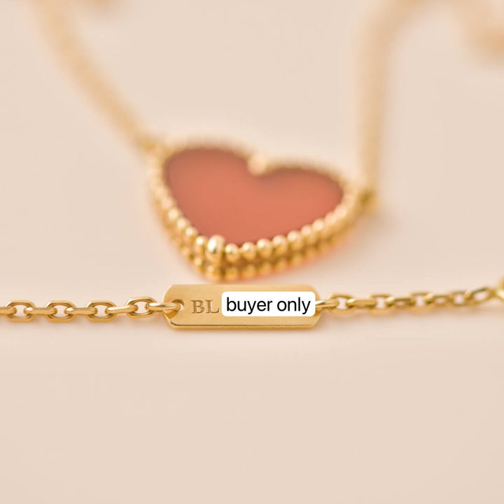 Preowned Van Cleef & Arpels Lucky Alhambra Carnelian 18K Yellow Gold Heart Pendant Necklace