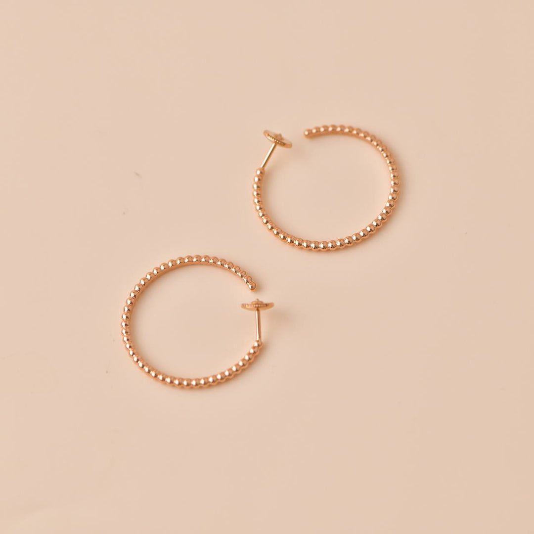 Preowned Van Cleef Perlée Pearls of Gold Hoop Earrings Small Model