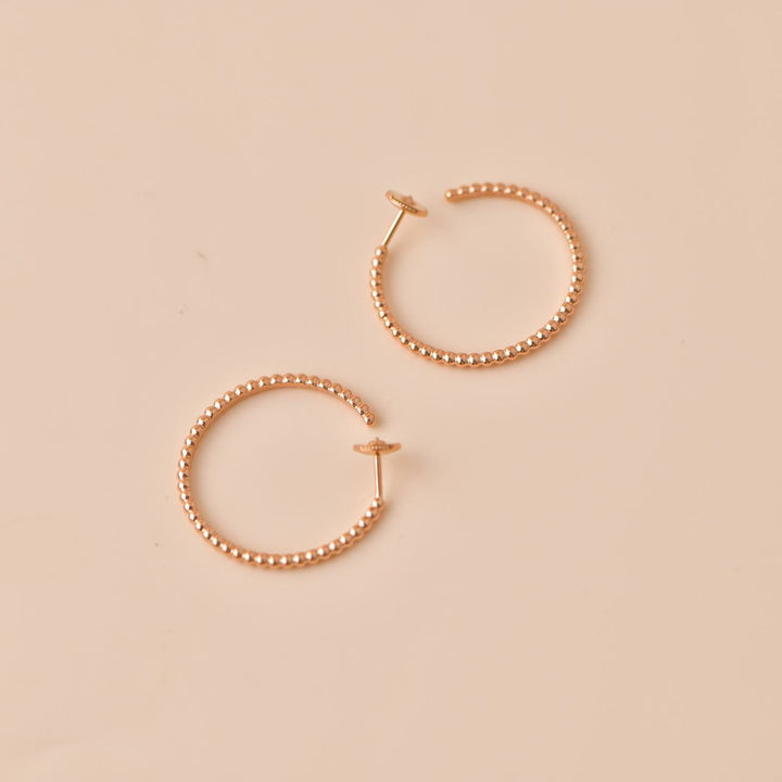 Preowned Van Cleef Perlée Pearls of Gold Hoop Earrings Small Model