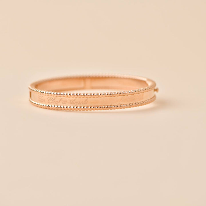 Preowned Van Cleef Perlée Signature 18K Rose Gold Bracelet Small Model