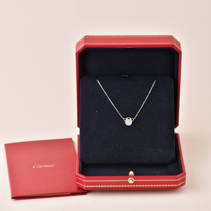 Preowned Cartier Diamond Scarab 18k White Gold Necklace