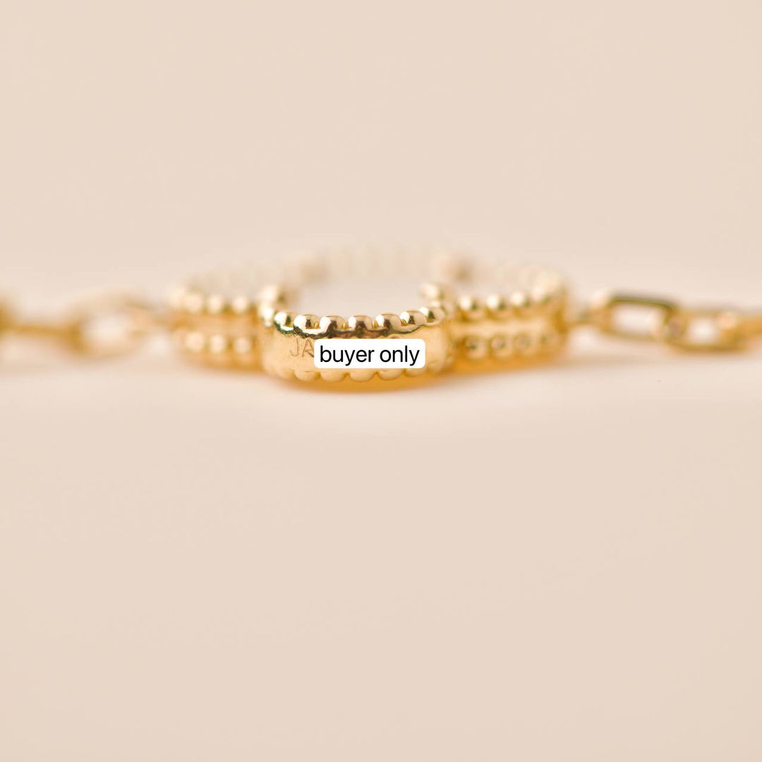 Preloved Van Cleef Vintage Alhambra 5 Motif  Mother of Pearl 18K Yellow Gold Bracelet